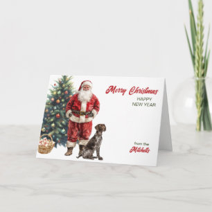 Santa Claus and German Shorthaired Pointer Holiday Card