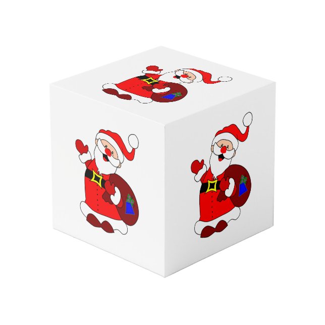 Santa Claus and gift bag clipart Cube (Front Angled)