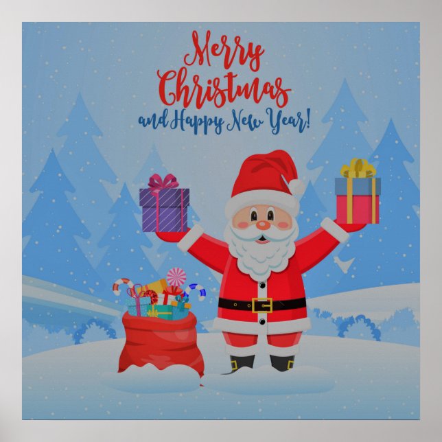 Santa Claus And gifts Poster (Front)