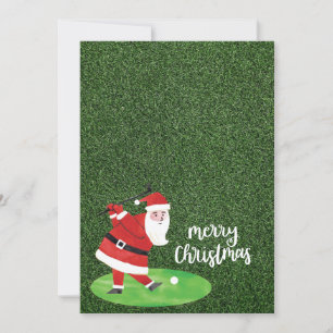 Santa Claus and golf ball on green grass Christmas Invitation