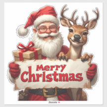 Santa Claus And Happy Reindeer