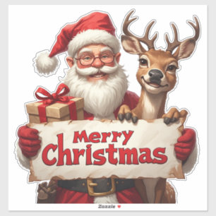 Santa Claus And Happy Reindeer