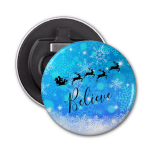 Santa Claus and his Flying Reindeer - Believe Bottle Opener