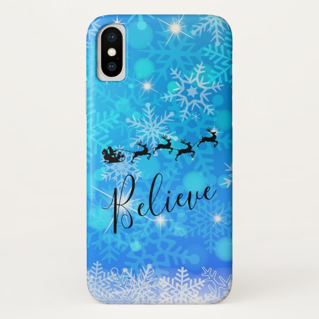 Santa Claus and his Flying Reindeer - Believe Case-Mate iPhone Case (Back)