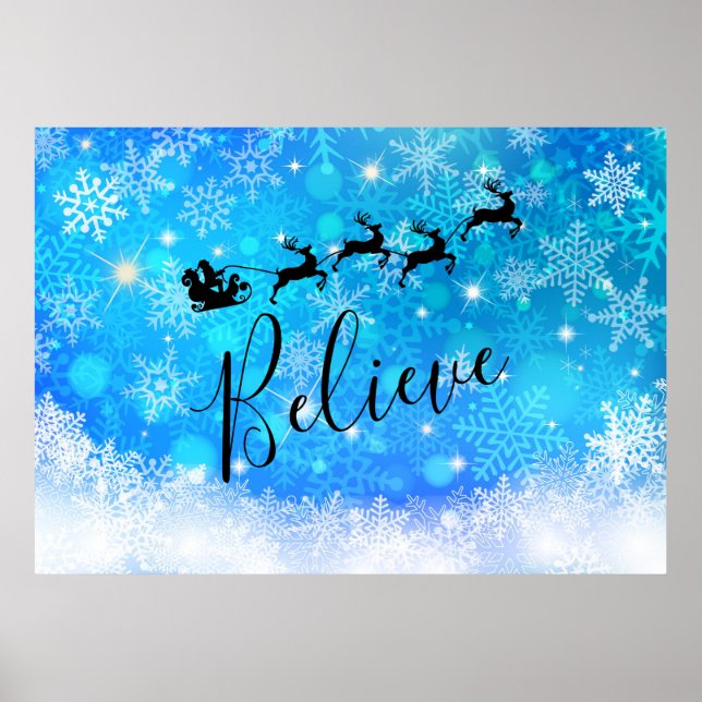 Santa Claus and his Flying Reindeer - Believe Poster (Front)