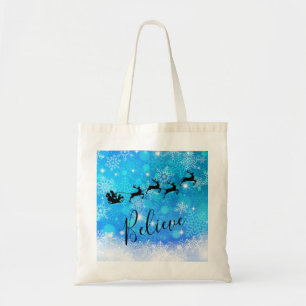 Santa Claus and his Flying Reindeer - Believe Tote Bag