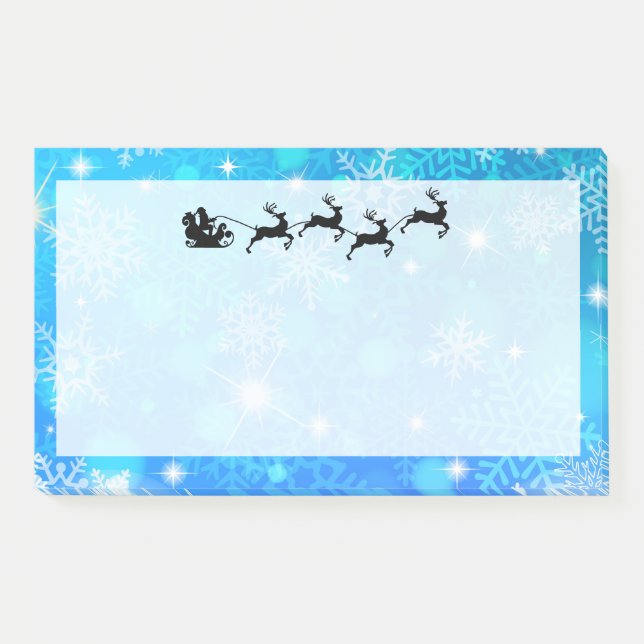 Santa Claus and his Flying Reindeer Christmas Post-it Notes (Front)