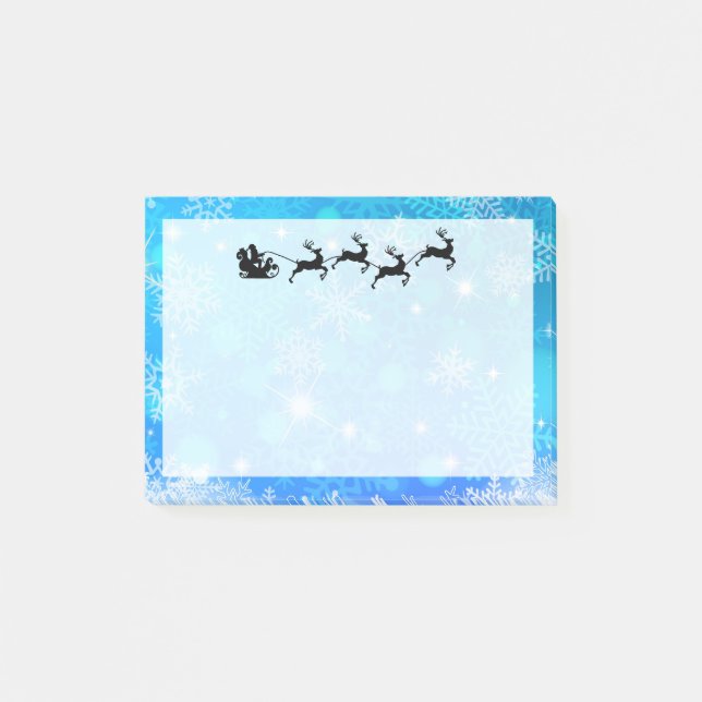 Santa Claus and his Flying Reindeer Christmas Post-it Notes (Front)