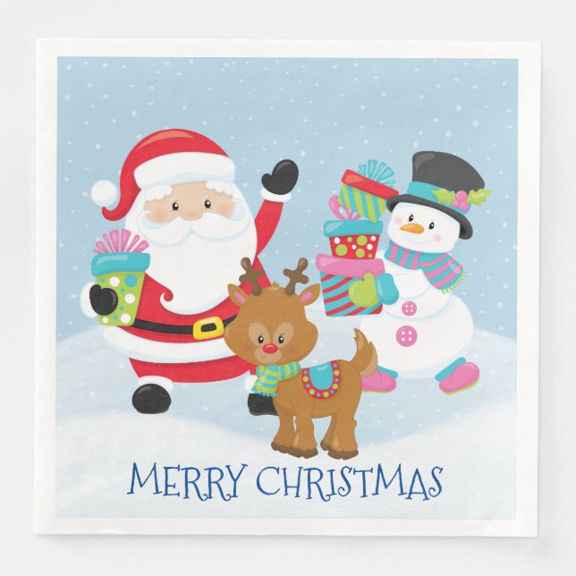 Santa Claus And His Friends Paper Napkins (Front)