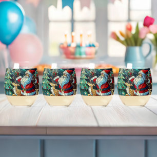 Santa Claus and His Reindeer Bearing Gifts Stemless Wine Glass