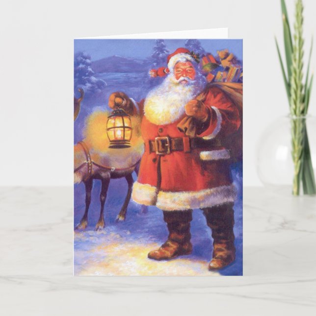 Santa Claus and his reindeer Card (Front)