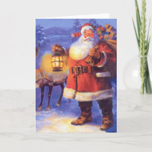 Santa Claus and his reindeer Card