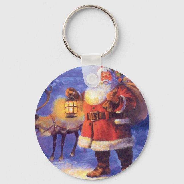 Santa Claus and his reindeer Key Ring (Front)