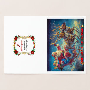 Santa Claus and his Reindeers Foil Card