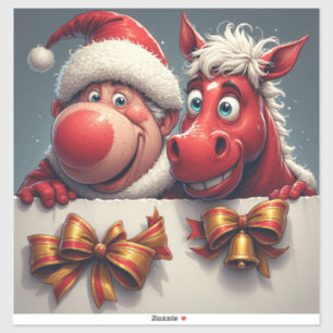 Santa Claus and Horse Sharing Festive Cheer
