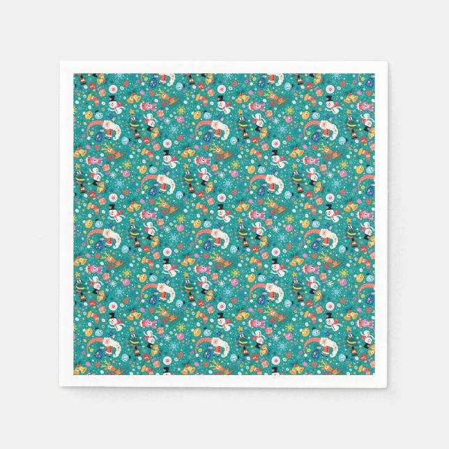 Santa Claus and Merry Friends Pattern Napkin (Front)