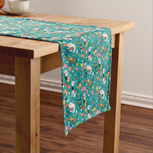 Santa Claus and Merry Friends Pattern Short Table Runner