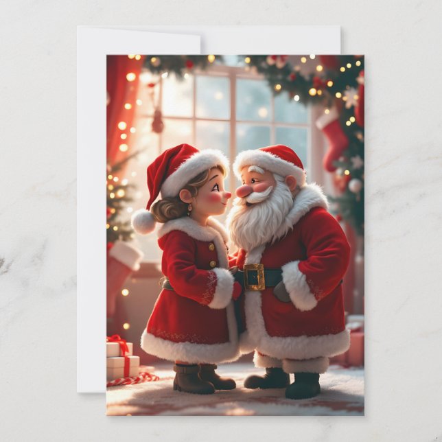 Santa Claus and Mrs. Claus celebrate X-Mas, fun  Holiday Card (Front)