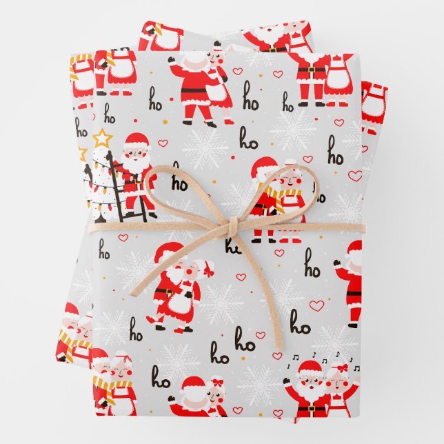 Santa Claus and Mrs. Claus Christmas Dance Wrapping Paper Sheet (In situ)