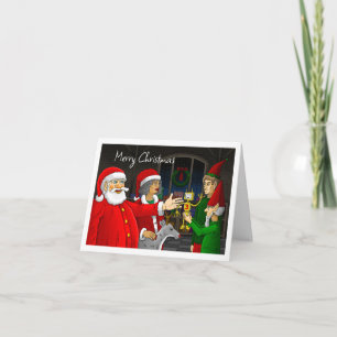Santa Claus and Mrs. Claus Christmas Workshop Holiday Card