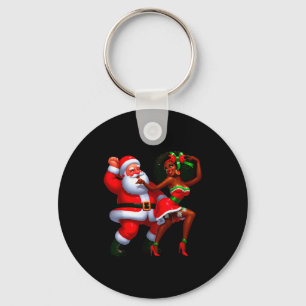 Santa Claus And Mrs Claus Dancing Melanin Christma Key Ring