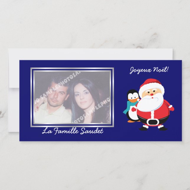 Santa Claus and Penguin Santa Claus photo cards (Front)