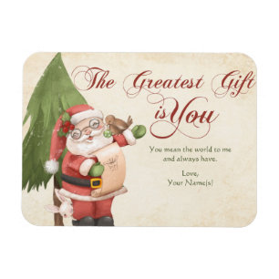 Santa Claus and Pine Tree Family Christmas Postcar Magnet
