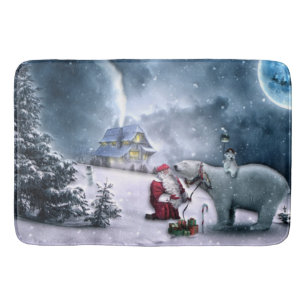 Santa Claus and Polar Bear Bath Mat