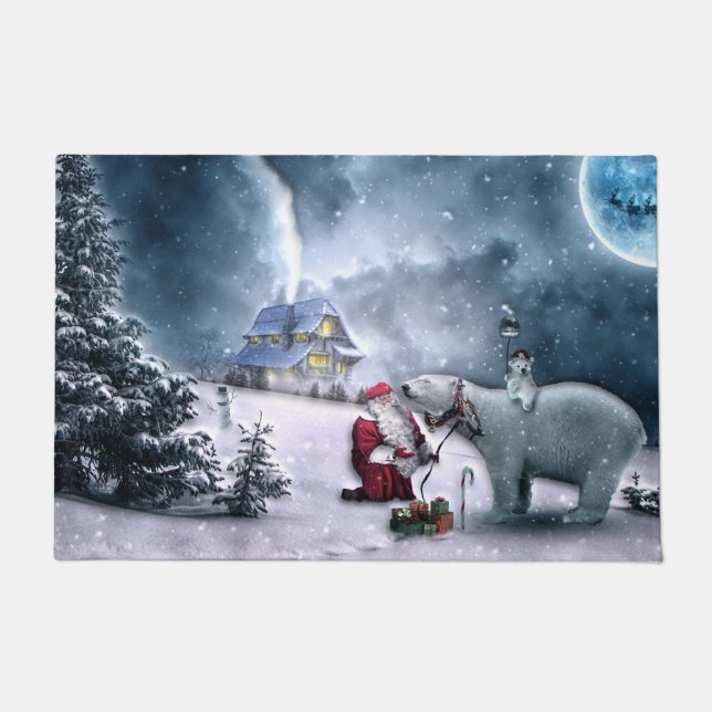 Santa Claus and Polar Bear Doormat (Front)