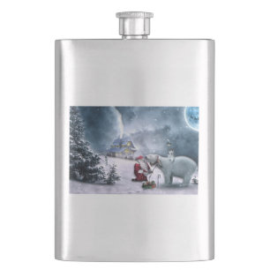 Santa Claus and Polar Bear Hip Flask
