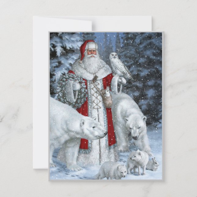Santa Claus and Polar Bears Christmas Holiday Card (Front)