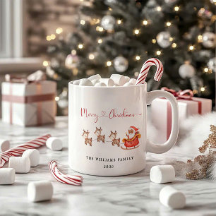 Santa Claus and Reindeer Christmas Coffee Mug