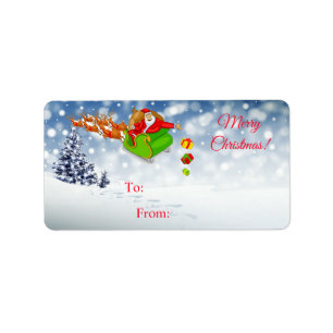 Santa Claus And Reindeer Christmas Gift Sticker