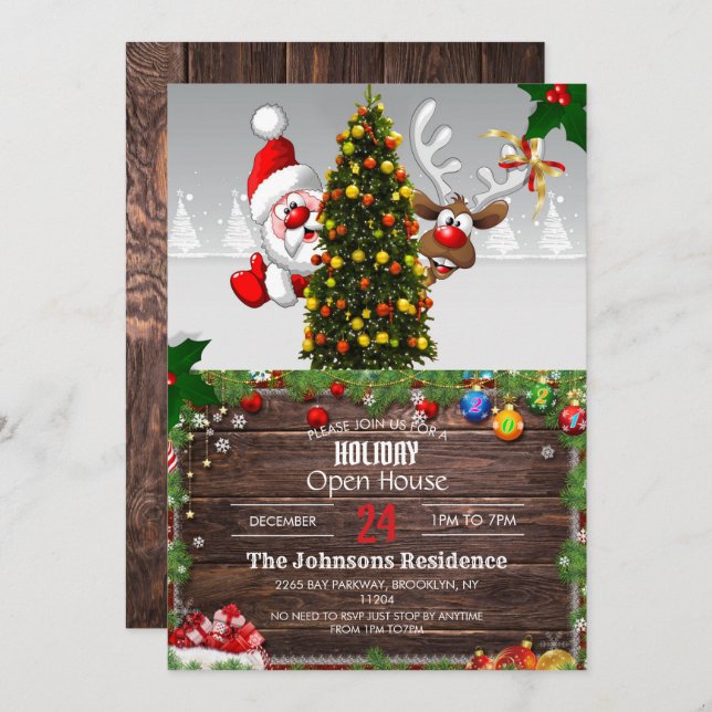 Santa Claus and Reindeer          Invitation (Front/Back)