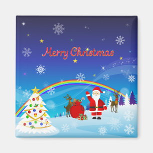 Santa Claus and Reindeer Magnet