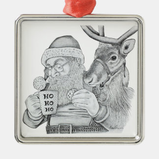 Santa Claus and Reindeer Metal Tree Decoration