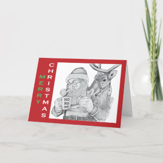 Santa Claus and Reindeer Thank You Card