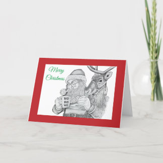 Santa Claus and Reindeer Thank You Card