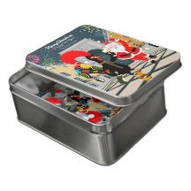 Santa Claus and Rooster Champagne Toast to New Yea