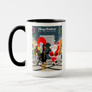 Santa Claus and Rooster Champagne Toast to New Yea Mug