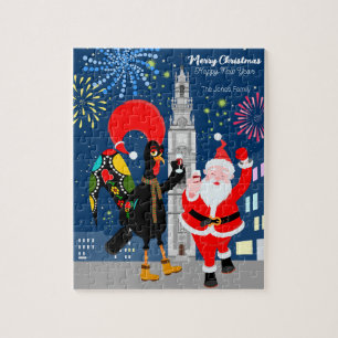 Santa Claus and Rooster toast to the New Year Jigsaw Puzzle