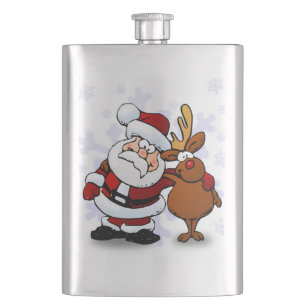 SANTA CLAUS AND RUDOLPH HIP FLASK