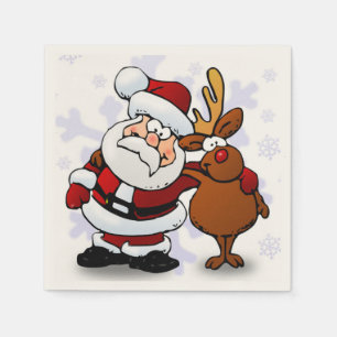 SANTA CLAUS AND RUDOLPH NAPKIN