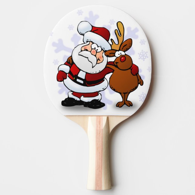 SANTA CLAUS AND RUDOLPH PING PONG PADDLE (Front)