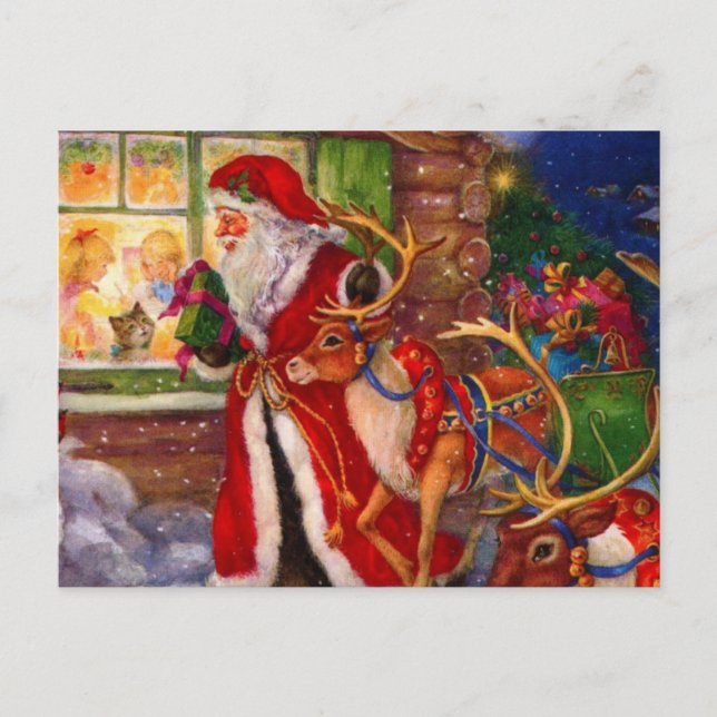 Santa claus and rudolph postcard (Front)