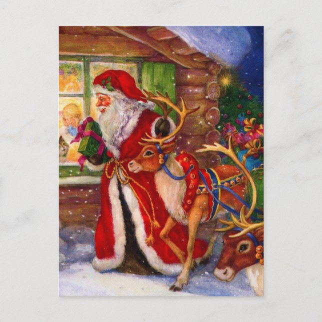 Santa claus and rudolph postcard (Front)
