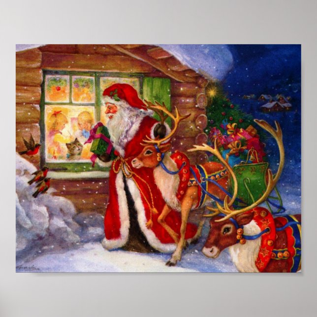 Santa claus and rudolph poster (Front)
