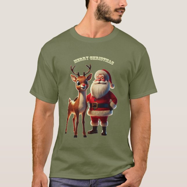 Santa Claus and Rudolph the Red-Nosed Reindeer URM T-Shirt (Front)