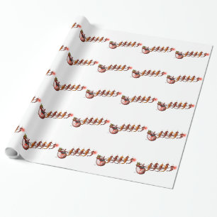 Santa Claus and Seahorse Sleigh Wrapping Paper