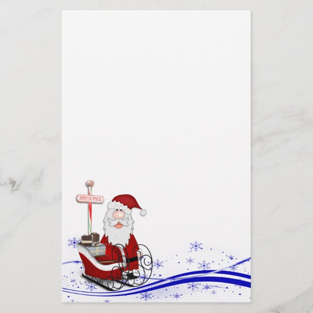 Santa Claus and Sleigh Christmas Stationery (Front)